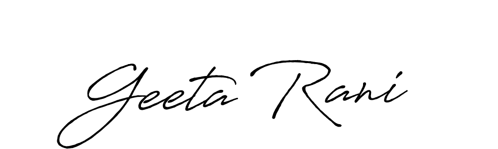 Create a beautiful signature design for name Geeta Rani. With this signature (Antro_Vectra_Bolder) fonts, you can make a handwritten signature for free. Geeta Rani signature style 7 images and pictures png
