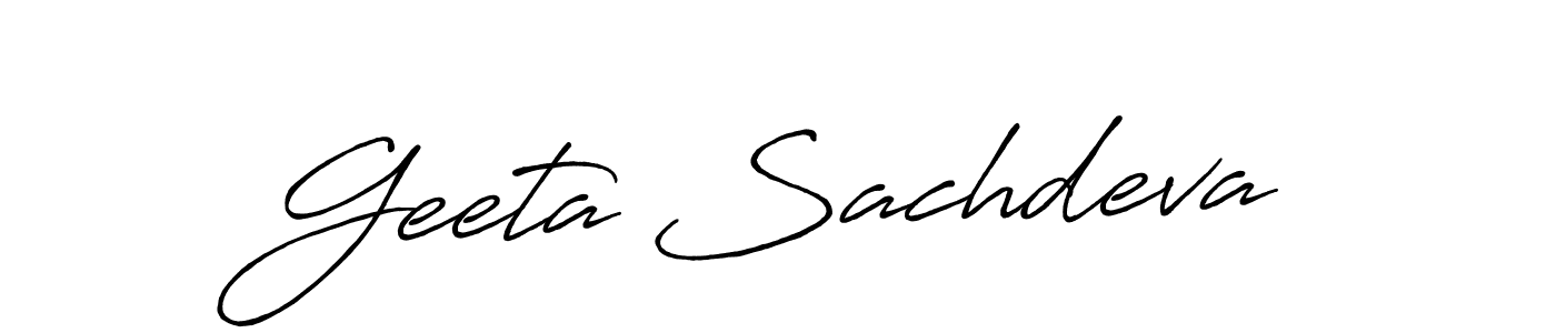 Create a beautiful signature design for name Geeta Sachdeva. With this signature (Antro_Vectra_Bolder) fonts, you can make a handwritten signature for free. Geeta Sachdeva signature style 7 images and pictures png