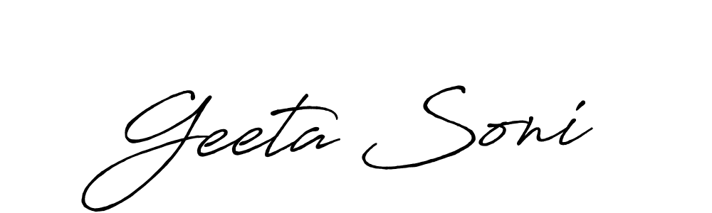 Create a beautiful signature design for name Geeta Soni. With this signature (Antro_Vectra_Bolder) fonts, you can make a handwritten signature for free. Geeta Soni signature style 7 images and pictures png