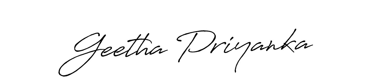 Use a signature maker to create a handwritten signature online. With this signature software, you can design (Antro_Vectra_Bolder) your own signature for name Geetha Priyanka. Geetha Priyanka signature style 7 images and pictures png