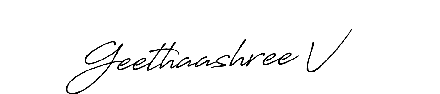 How to make Geethaashree V name signature. Use Antro_Vectra_Bolder style for creating short signs online. This is the latest handwritten sign. Geethaashree V signature style 7 images and pictures png