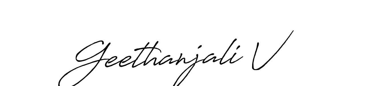 Use a signature maker to create a handwritten signature online. With this signature software, you can design (Antro_Vectra_Bolder) your own signature for name Geethanjali V. Geethanjali V signature style 7 images and pictures png