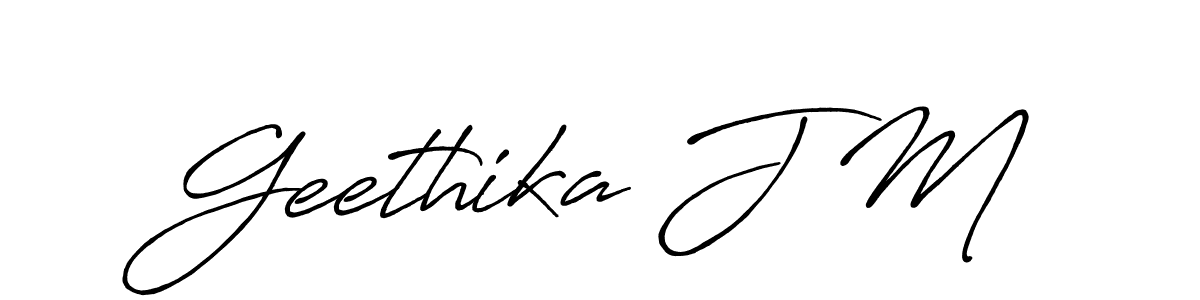 How to make Geethika J M name signature. Use Antro_Vectra_Bolder style for creating short signs online. This is the latest handwritten sign. Geethika J M signature style 7 images and pictures png