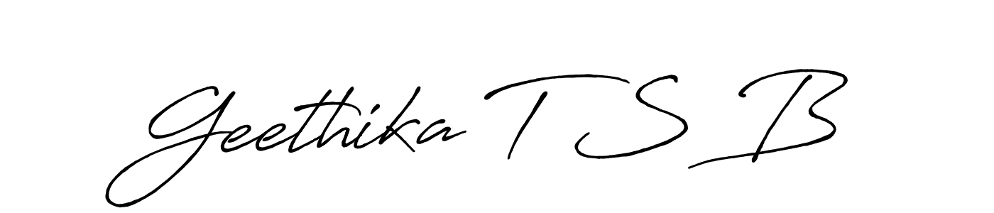 Similarly Antro_Vectra_Bolder is the best handwritten signature design. Signature creator online .You can use it as an online autograph creator for name Geethika T S B. Geethika T S B signature style 7 images and pictures png