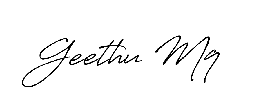 Create a beautiful signature design for name Geethu Mq. With this signature (Antro_Vectra_Bolder) fonts, you can make a handwritten signature for free. Geethu Mq signature style 7 images and pictures png