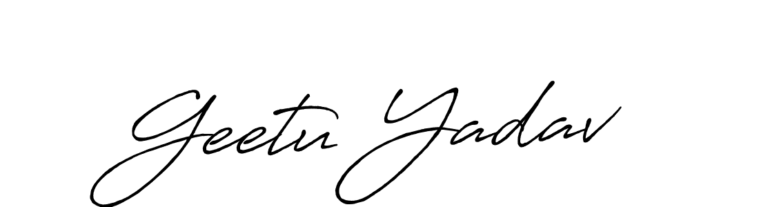 Design your own signature with our free online signature maker. With this signature software, you can create a handwritten (Antro_Vectra_Bolder) signature for name Geetu Yadav. Geetu Yadav signature style 7 images and pictures png