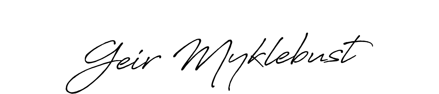 Create a beautiful signature design for name Geir Myklebust. With this signature (Antro_Vectra_Bolder) fonts, you can make a handwritten signature for free. Geir Myklebust signature style 7 images and pictures png