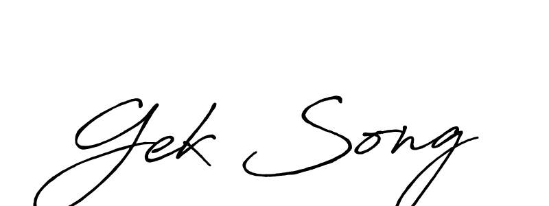 Gek Song stylish signature style. Best Handwritten Sign (Antro_Vectra_Bolder) for my name. Handwritten Signature Collection Ideas for my name Gek Song. Gek Song signature style 7 images and pictures png