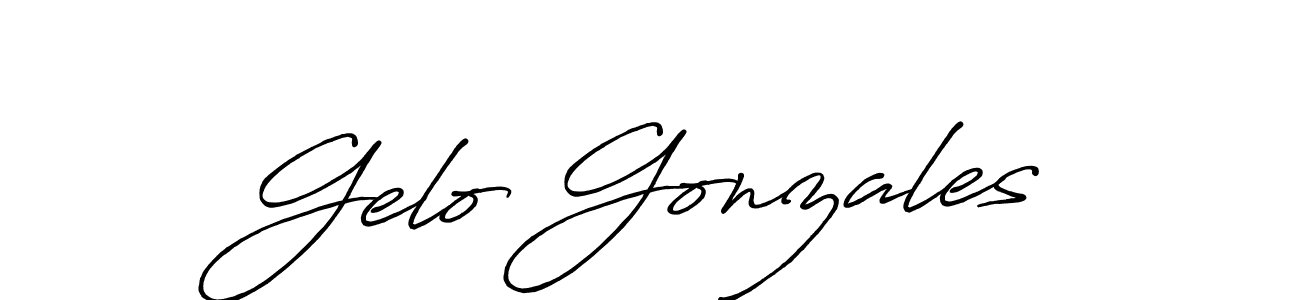How to make Gelo Gonzales name signature. Use Antro_Vectra_Bolder style for creating short signs online. This is the latest handwritten sign. Gelo Gonzales signature style 7 images and pictures png