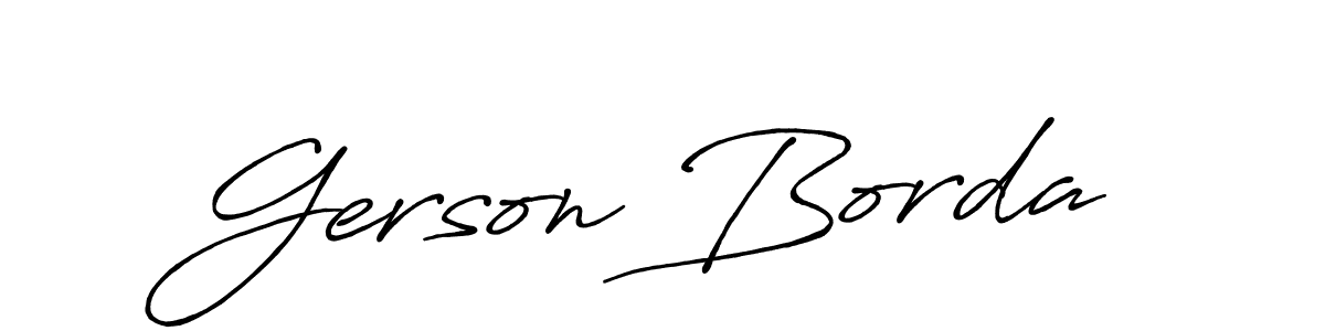 How to make Gerson Borda name signature. Use Antro_Vectra_Bolder style for creating short signs online. This is the latest handwritten sign. Gerson Borda signature style 7 images and pictures png