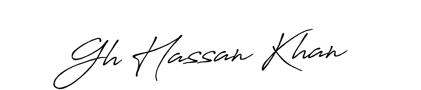 Create a beautiful signature design for name Gh Hassan Khan. With this signature (Antro_Vectra_Bolder) fonts, you can make a handwritten signature for free. Gh Hassan Khan signature style 7 images and pictures png