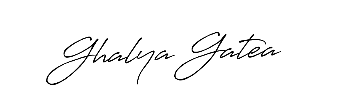 Ghalya Gatea stylish signature style. Best Handwritten Sign (Antro_Vectra_Bolder) for my name. Handwritten Signature Collection Ideas for my name Ghalya Gatea. Ghalya Gatea signature style 7 images and pictures png