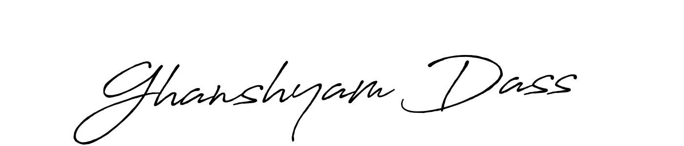 Create a beautiful signature design for name Ghanshyam Dass. With this signature (Antro_Vectra_Bolder) fonts, you can make a handwritten signature for free. Ghanshyam Dass signature style 7 images and pictures png