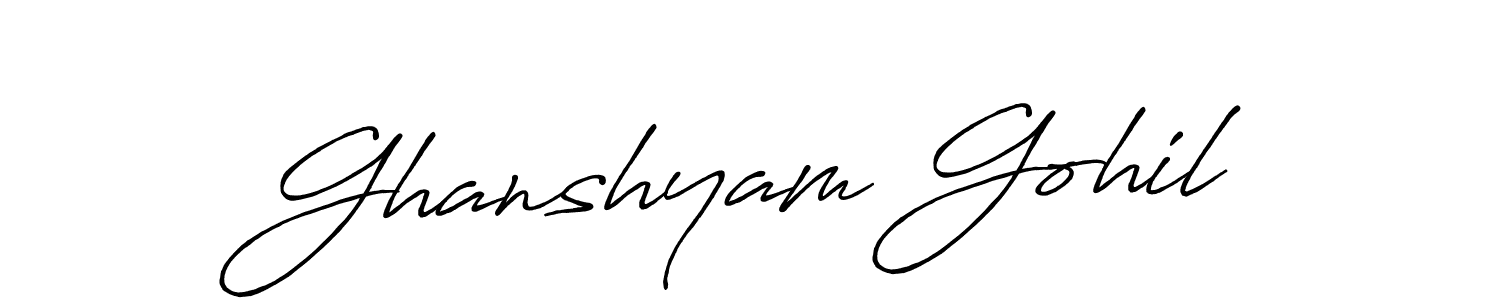 Make a beautiful signature design for name Ghanshyam Gohil. With this signature (Antro_Vectra_Bolder) style, you can create a handwritten signature for free. Ghanshyam Gohil signature style 7 images and pictures png