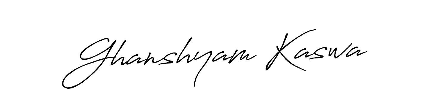 How to make Ghanshyam Kaswa name signature. Use Antro_Vectra_Bolder style for creating short signs online. This is the latest handwritten sign. Ghanshyam Kaswa signature style 7 images and pictures png