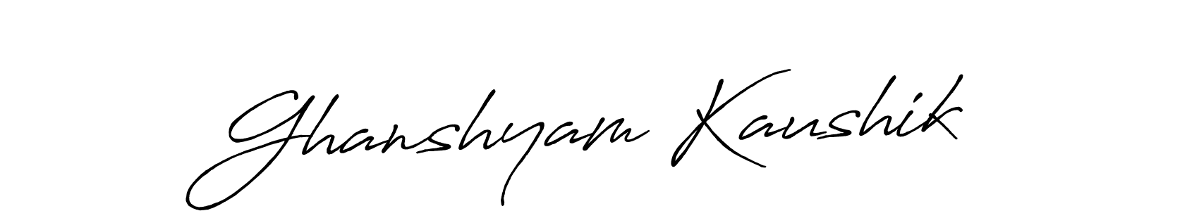 How to make Ghanshyam Kaushik name signature. Use Antro_Vectra_Bolder style for creating short signs online. This is the latest handwritten sign. Ghanshyam Kaushik signature style 7 images and pictures png