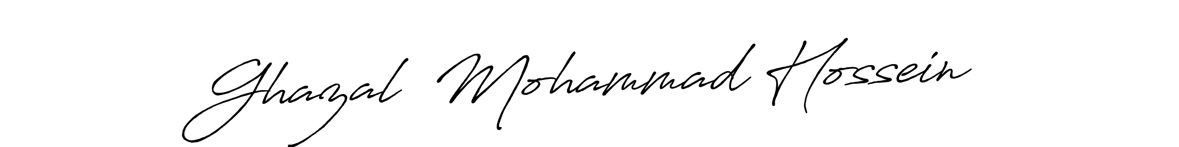 Create a beautiful signature design for name Ghazal  Mohammad Hossein. With this signature (Antro_Vectra_Bolder) fonts, you can make a handwritten signature for free. Ghazal  Mohammad Hossein signature style 7 images and pictures png