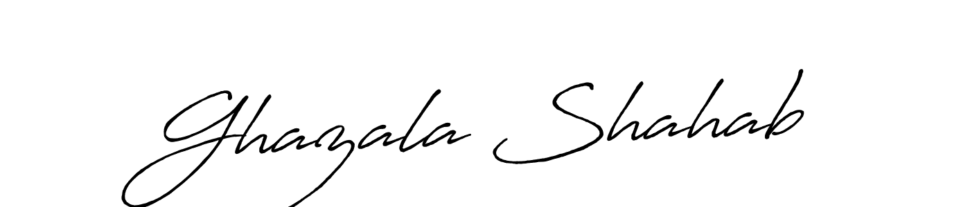 This is the best signature style for the Ghazala Shahab name. Also you like these signature font (Antro_Vectra_Bolder). Mix name signature. Ghazala Shahab signature style 7 images and pictures png