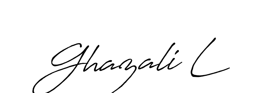 How to make Ghazali L name signature. Use Antro_Vectra_Bolder style for creating short signs online. This is the latest handwritten sign. Ghazali L signature style 7 images and pictures png
