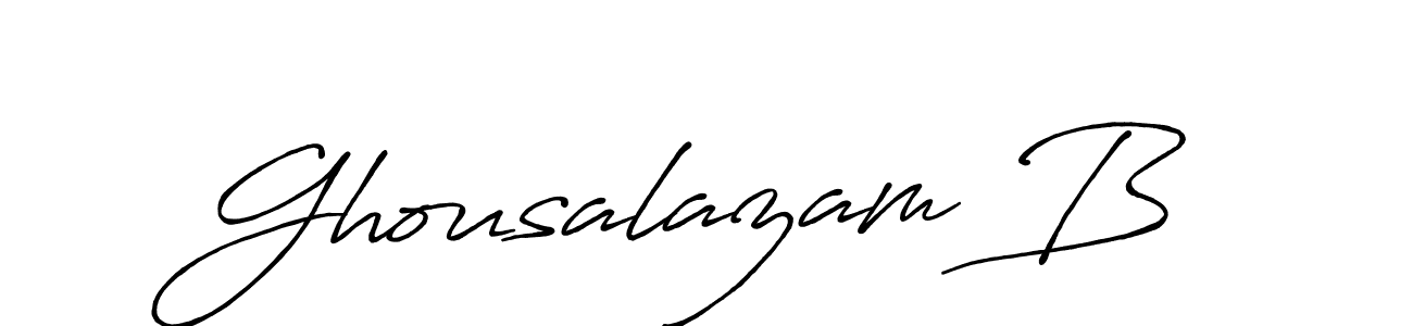 Make a beautiful signature design for name Ghousalazam B. With this signature (Antro_Vectra_Bolder) style, you can create a handwritten signature for free. Ghousalazam B signature style 7 images and pictures png