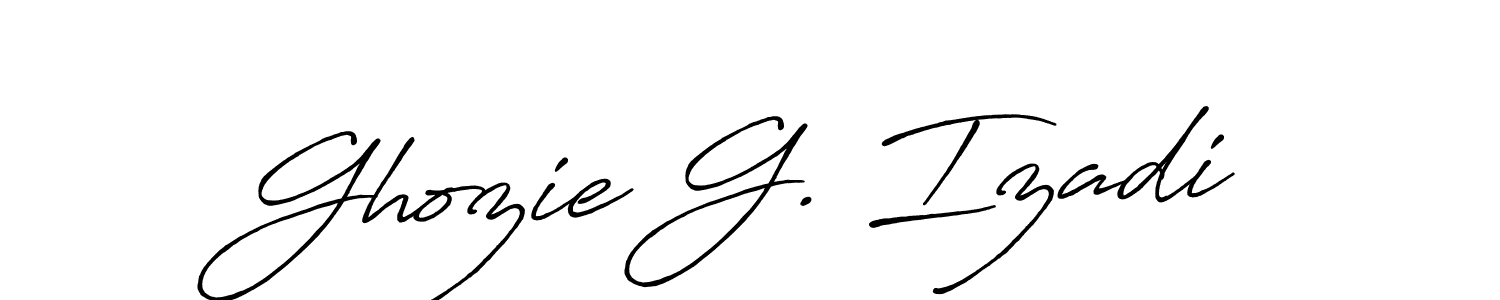 Use a signature maker to create a handwritten signature online. With this signature software, you can design (Antro_Vectra_Bolder) your own signature for name Ghozie G. Izadi. Ghozie G. Izadi signature style 7 images and pictures png