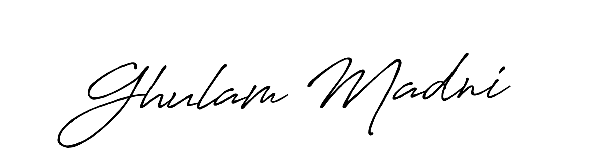 How to make Ghulam Madni name signature. Use Antro_Vectra_Bolder style for creating short signs online. This is the latest handwritten sign. Ghulam Madni signature style 7 images and pictures png