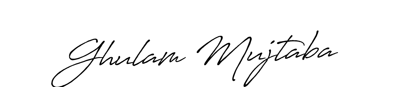 Make a beautiful signature design for name Ghulam Mujtaba. With this signature (Antro_Vectra_Bolder) style, you can create a handwritten signature for free. Ghulam Mujtaba signature style 7 images and pictures png