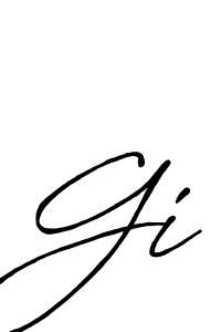 Create a beautiful signature design for name Gi. With this signature (Antro_Vectra_Bolder) fonts, you can make a handwritten signature for free. Gi signature style 7 images and pictures png