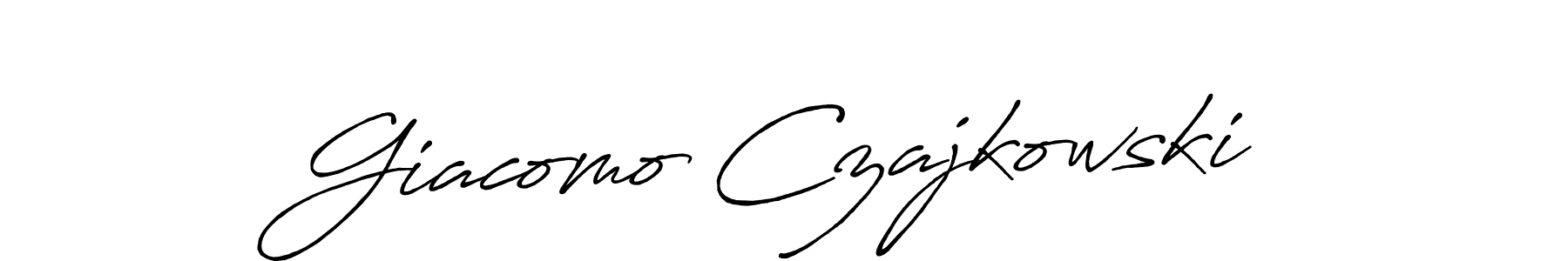 The best way (Antro_Vectra_Bolder) to make a short signature is to pick only two or three words in your name. The name Giacomo Czajkowski include a total of six letters. For converting this name. Giacomo Czajkowski signature style 7 images and pictures png