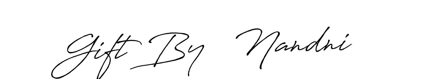 Similarly Antro_Vectra_Bolder is the best handwritten signature design. Signature creator online .You can use it as an online autograph creator for name Gift By   Nandni. Gift By   Nandni signature style 7 images and pictures png