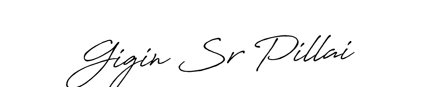 How to make Gigin Sr Pillai name signature. Use Antro_Vectra_Bolder style for creating short signs online. This is the latest handwritten sign. Gigin Sr Pillai signature style 7 images and pictures png