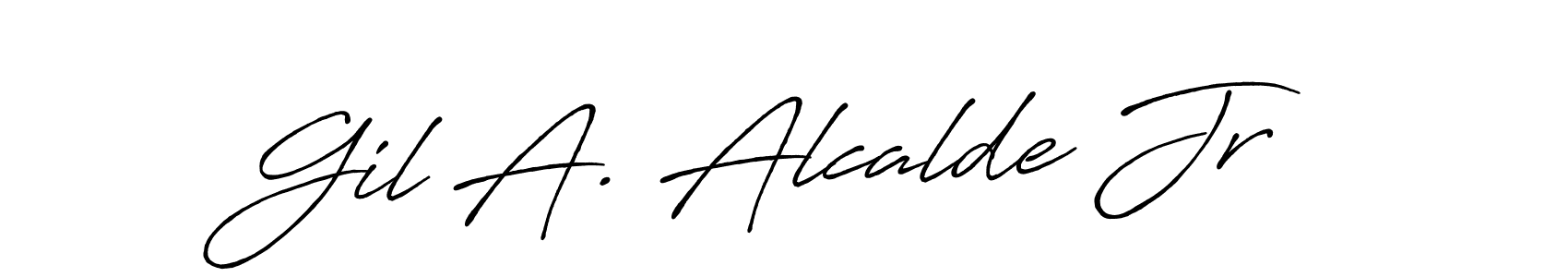 How to make Gil A. Alcalde Jr name signature. Use Antro_Vectra_Bolder style for creating short signs online. This is the latest handwritten sign. Gil A. Alcalde Jr signature style 7 images and pictures png