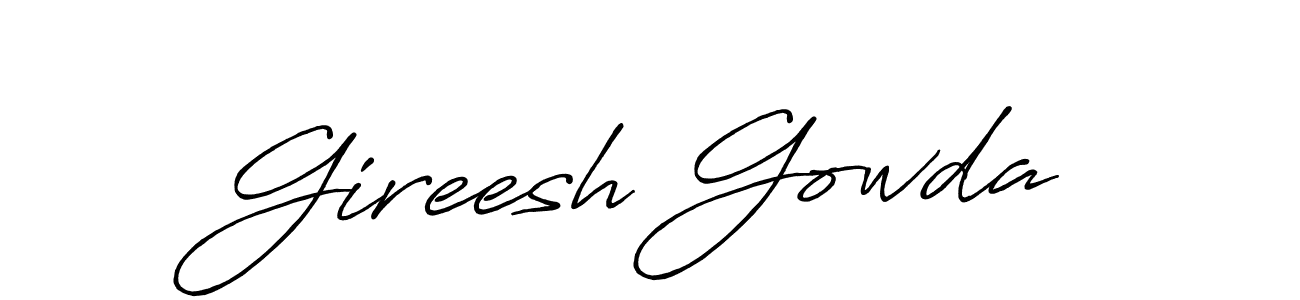 Make a beautiful signature design for name Gireesh Gowda. With this signature (Antro_Vectra_Bolder) style, you can create a handwritten signature for free. Gireesh Gowda signature style 7 images and pictures png