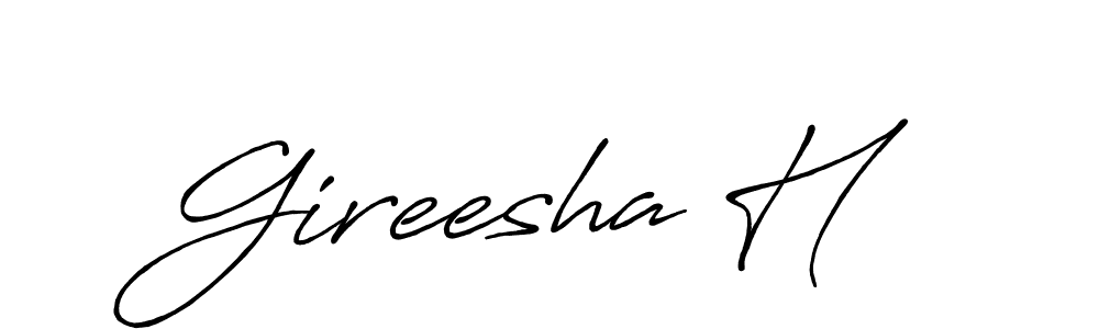 if you are searching for the best signature style for your name Gireesha H. so please give up your signature search. here we have designed multiple signature styles  using Antro_Vectra_Bolder. Gireesha H signature style 7 images and pictures png