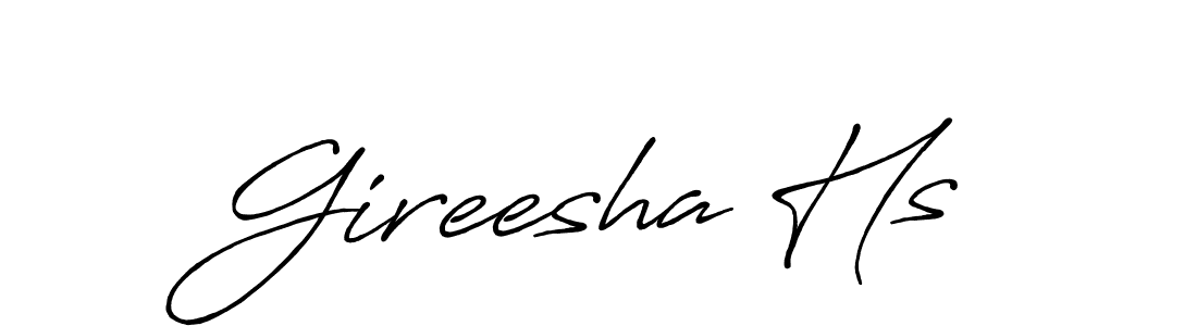 Also we have Gireesha Hs name is the best signature style. Create professional handwritten signature collection using Antro_Vectra_Bolder autograph style. Gireesha Hs signature style 7 images and pictures png