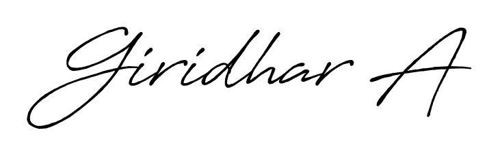 Designed for modern professionals: Giridhar A name signature crafted with Antro_Vectra_Bolder script. Ready for digital PDF workflows. Giridhar A signature style 7 images and pictures png