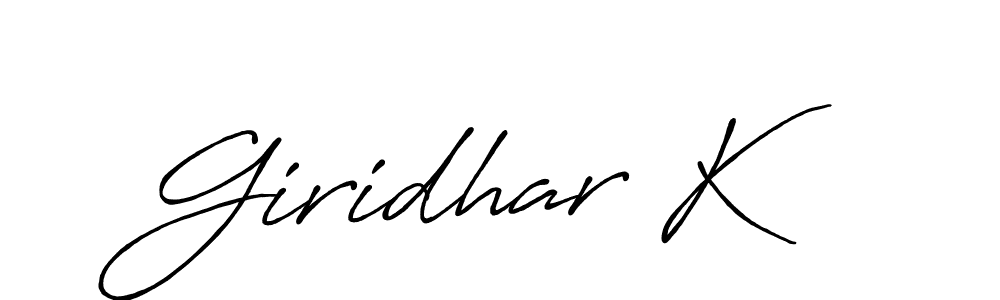 Create a beautiful signature design for name Giridhar K. With this signature (Antro_Vectra_Bolder) fonts, you can make a handwritten signature for free. Giridhar K signature style 7 images and pictures png