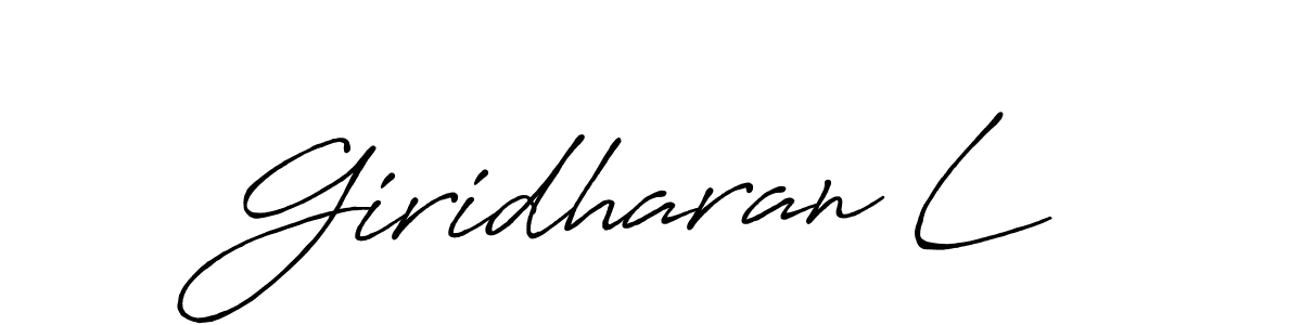 The best way (Antro_Vectra_Bolder) to make a short signature is to pick only two or three words in your name. The name Giridharan L include a total of six letters. For converting this name. Giridharan L signature style 7 images and pictures png