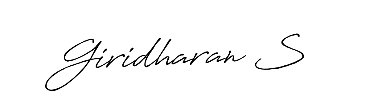 Make a beautiful signature design for name Giridharan S. With this signature (Antro_Vectra_Bolder) style, you can create a handwritten signature for free. Giridharan S signature style 7 images and pictures png