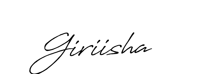 The best way (Antro_Vectra_Bolder) to make a short signature is to pick only two or three words in your name. The name Giriisha include a total of six letters. For converting this name. Giriisha signature style 7 images and pictures png