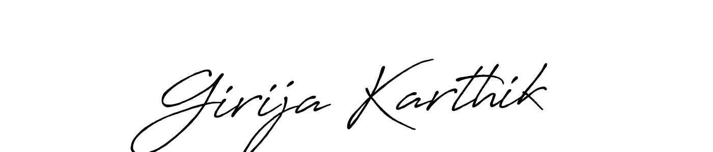 Create a beautiful signature design for name Girija Karthik. With this signature (Antro_Vectra_Bolder) fonts, you can make a handwritten signature for free. Girija Karthik signature style 7 images and pictures png