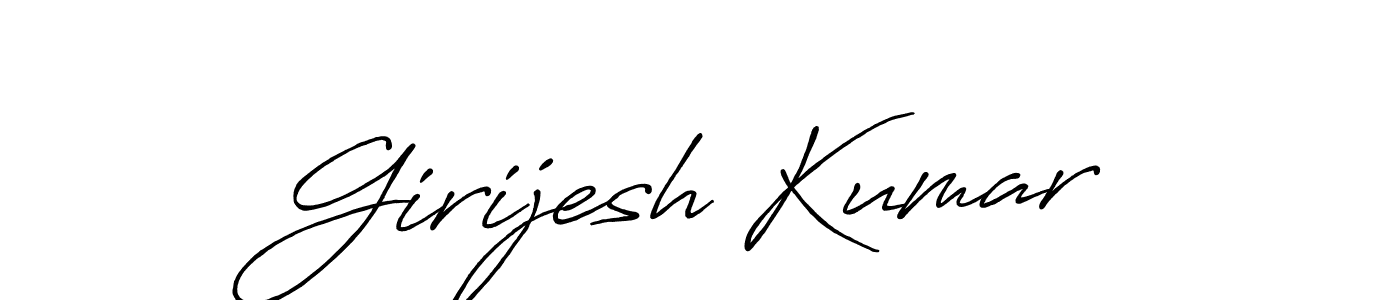 Make a beautiful signature design for name Girijesh Kumar. With this signature (Antro_Vectra_Bolder) style, you can create a handwritten signature for free. Girijesh Kumar signature style 7 images and pictures png