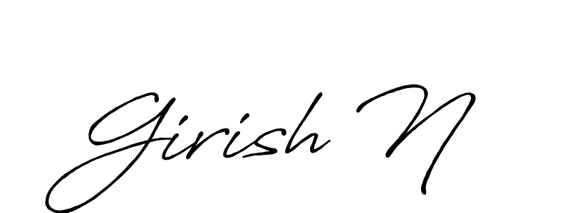 How to make Girish N name signature. Use Antro_Vectra_Bolder style for creating short signs online. This is the latest handwritten sign. Girish N signature style 7 images and pictures png