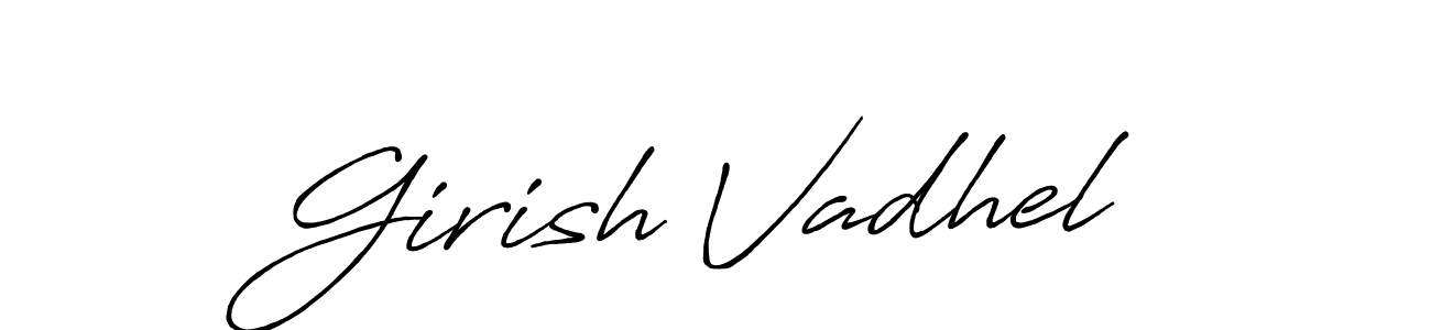 if you are searching for the best signature style for your name Girish Vadhel. so please give up your signature search. here we have designed multiple signature styles  using Antro_Vectra_Bolder. Girish Vadhel signature style 7 images and pictures png