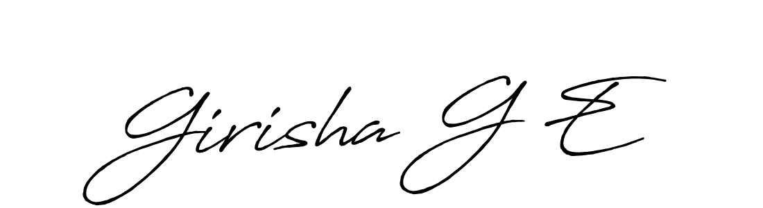 The best way (Antro_Vectra_Bolder) to make a short signature is to pick only two or three words in your name. The name Girisha G E include a total of six letters. For converting this name. Girisha G E signature style 7 images and pictures png