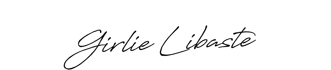 Make a beautiful signature design for name Girlie Libaste. With this signature (Antro_Vectra_Bolder) style, you can create a handwritten signature for free. Girlie Libaste signature style 7 images and pictures png