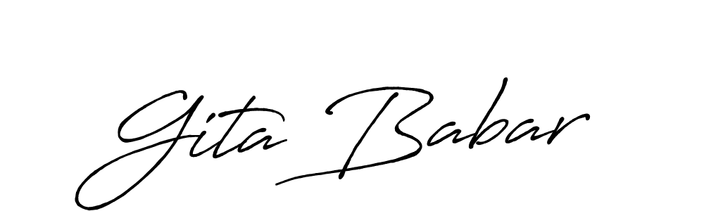 Antro_Vectra_Bolder is a professional signature style that is perfect for those who want to add a touch of class to their signature. It is also a great choice for those who want to make their signature more unique. Get Gita Babar name to fancy signature for free. Gita Babar signature style 7 images and pictures png