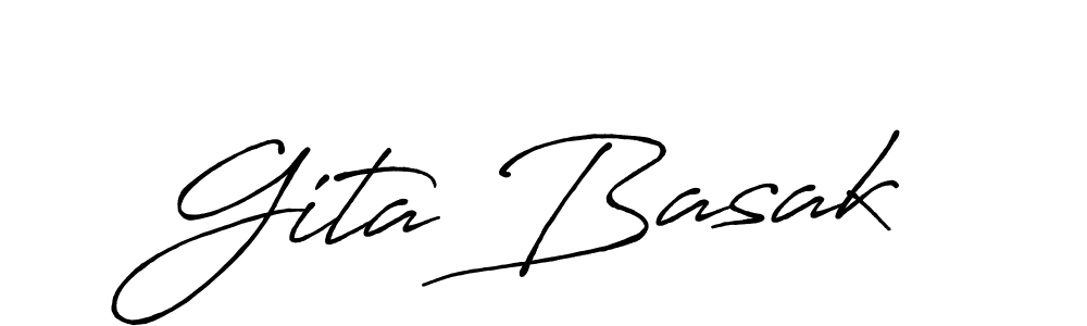 How to make Gita Basak name signature. Use Antro_Vectra_Bolder style for creating short signs online. This is the latest handwritten sign. Gita Basak signature style 7 images and pictures png