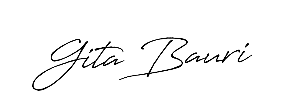 How to make Gita Bauri name signature. Use Antro_Vectra_Bolder style for creating short signs online. This is the latest handwritten sign. Gita Bauri signature style 7 images and pictures png