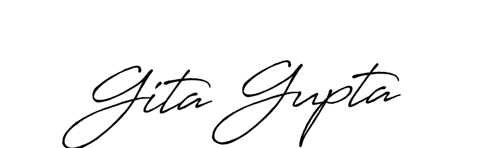 How to make Gita Gupta name signature. Use Antro_Vectra_Bolder style for creating short signs online. This is the latest handwritten sign. Gita Gupta signature style 7 images and pictures png